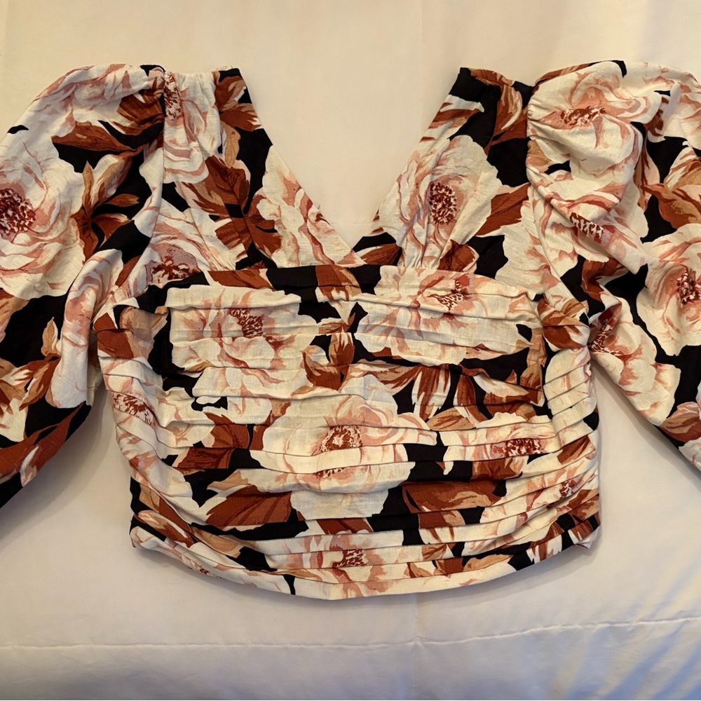 Express Floral Puff Sleeve Top